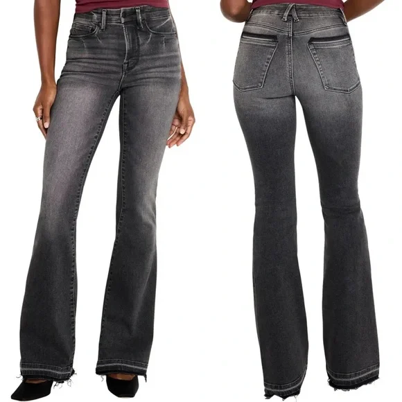 Good American Good Legs Flare Jeans in Black338 - Picture 2 of 9